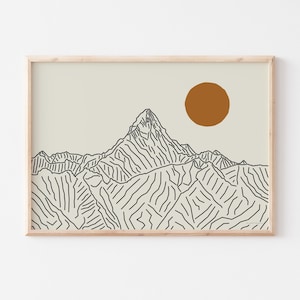 Mount Everest Wall Art Print – Horizontal Line Art Poster of Himalaya Nepal – Alpinist Gift, Mountain View Home Decor, Mountaineer Print