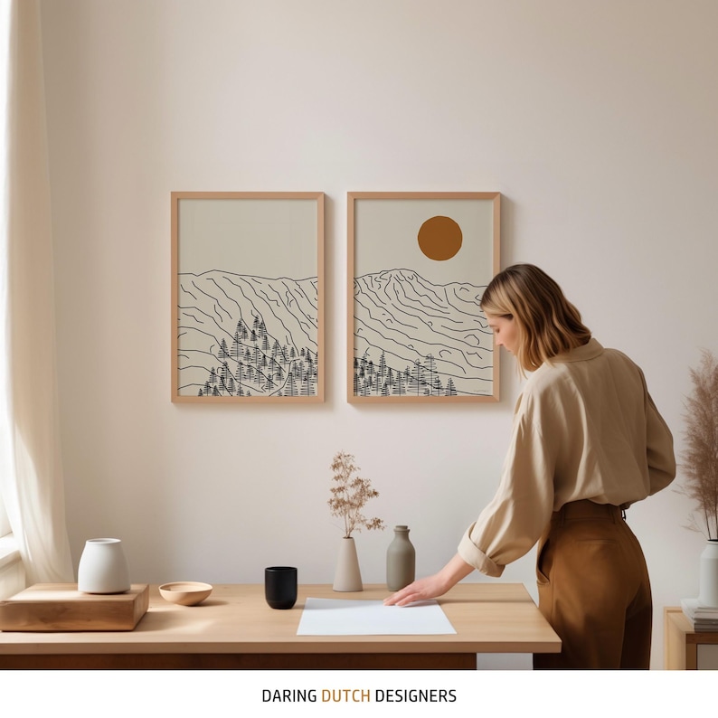 Appalachian Mountains 2-piece poster set displayed in office.