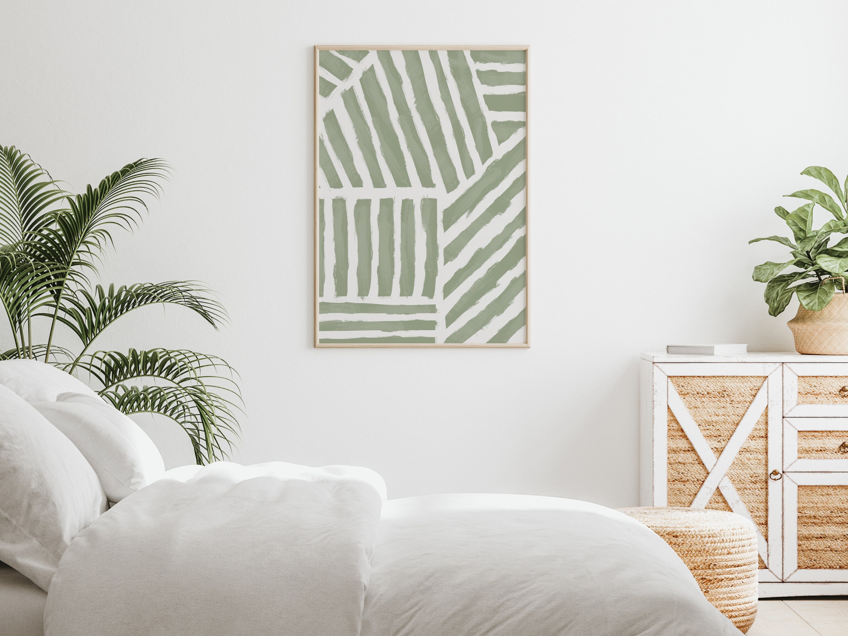 Sage Green Geometric Printable Wall Art Mint Green Stripes | Etsy