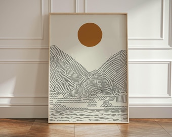 Arte mural del amanecer en una isla tropical, póster de la costa de Maui, Hawái, lámina artística de viajes a Maui, decoración de pared para el hogar de Maui, Hawái