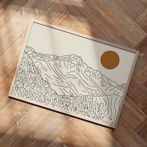 Mont Blanc Horizontal Wall Art – French Alps Line Art Poster, Tour du Mont Blanc Souvenir, Mountain Poster available up to XXL 100x70cm