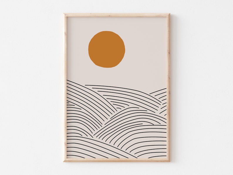Japandi Sun and Moon Printable Wall Art Set of 2 Simple - Etsy