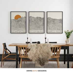Premium poster set of 3 of Kauai Hawaii, displayed in a coastal interior.