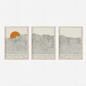 Set of 3 line art prints of Kauai Hawaii, designed by Daring Dutch Designers.