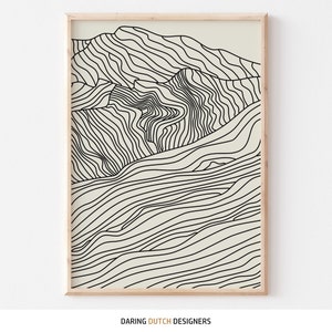 Japanese Alps Japandi Sun Set of 3 Prints Abstract Line Art Line Art Drawing Digital Download image 8