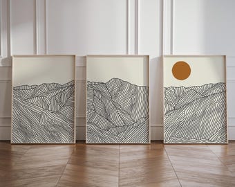 Mount Kita Akaishi Mountains - Southern Japanese Alps Wall Art - Japandi Posters Set of 3 - Triptych Art Prints