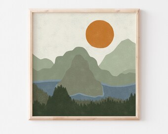 絵画 Mountain Landscape Large Mountain Landscape Painting by Mountain Dreams - Fine