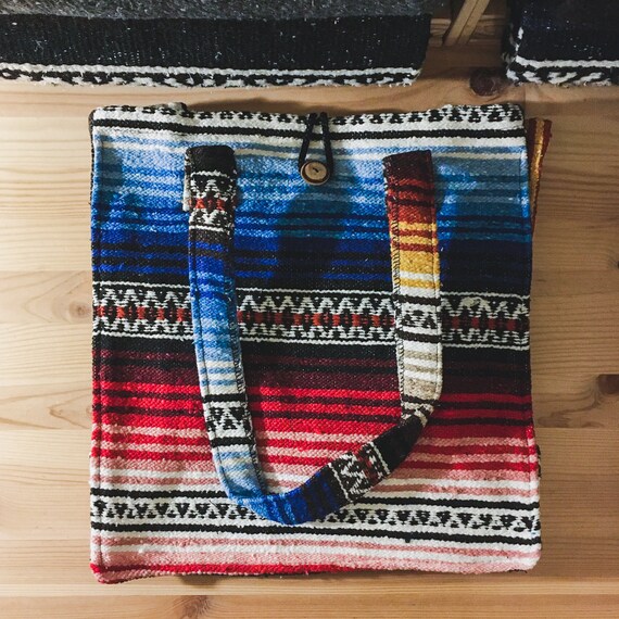 Multi Color / Falsa Blanket Tote / Button Closure / Handwoven Etsy