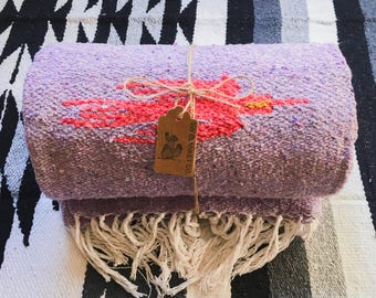 Violet Thunderbird Design / Handwoven Mexican Blanket / Sarape / Southwest Blanket / Baja Blanket / Yoga Blanket