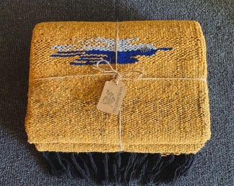 Gold Thunderbird Design Handwoven Mexican Blanket