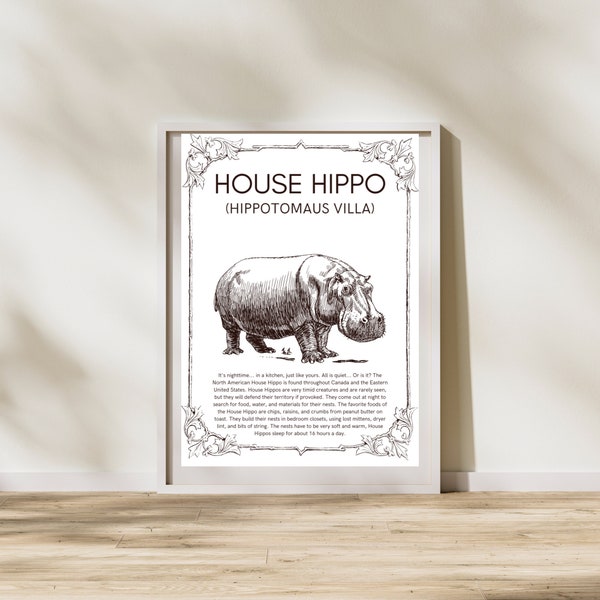 House Hippo Sign, house hippo housewarming gift, card only, digital download