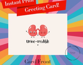 Tarjeta de felicitación Kidney Pals creíble en orina - Tarjeta de humor médico divertido