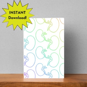Kidney background card, rainbow kidney, kidney print, rainbow kidney print, rainbow kidney card