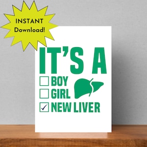 Levertransplantatiekaart, het is een jongen, het is een meisje, het is een nieuwe lever! , Operatiekaart, Leveroperatie, transplantatieoperatie