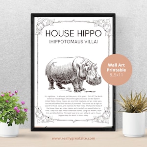 Haus Nilpferd Zeichen, Haus Nilpferd Einweihungsgeschenk, Karte nur, digitaler Download-Haus-Edition