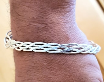 Fine Silver Roots and Vines Torc Bracelet .999 EMF Protection for Arthritis