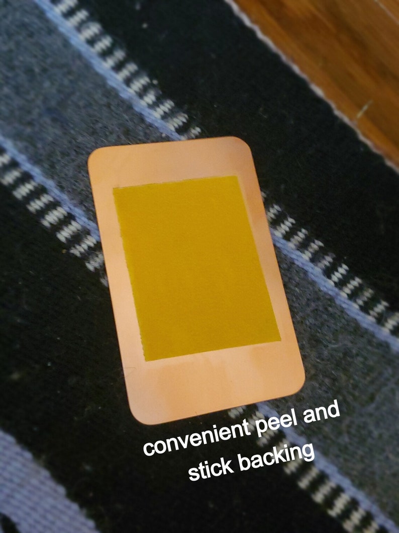 May include: A copper-colored sticker sheet with a yellow adhesive backing. The sheet has the text "convenient peel and stick backing" printed on the bottom.