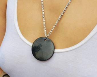 New Moon Large Pure Shungite Pendant EMF Shield