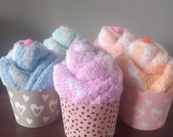 Girls Cupcake socks-fluffy socks-girls socks-socks-girls gift-vegan cupcake-happy birthday gift-cosy socks-birthday cupcake