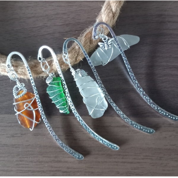 Sea glass bookmark-seaglass- beach glass-beach lover gift-book gift-bookmark-mum bookmark-seahorse-shell-mermaid-bee-mothers day