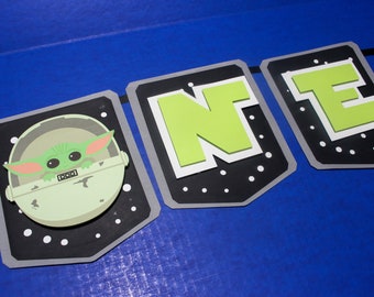 Banner inspirado en Baby Yoda / Banner de cumpleaños de El Niño / Banner de primer cumpleaños