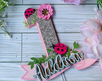 Adorno para tarta de primer cumpleaños con forma de mariquita / Primera mariquita / Adorno para tarta con forma de mariquita de la Primera Dama