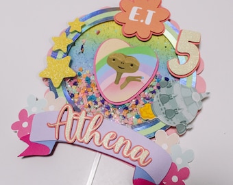 E.T Caketopper shaker | E.T Birthday party| E.T cake topper | girl pastel cake topper