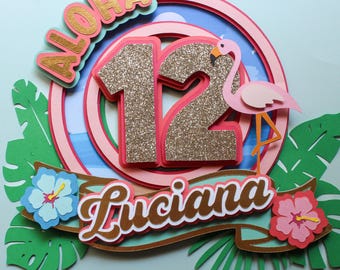 Aloha cake topper | tropical cake topper | flamingo cake topper | Hawaiian caketopper | Teen cake topper | Adult cake topper