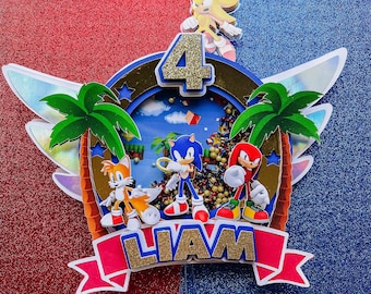 Sonic cake topper | sonic the hedgehog cake topper | cake topper shaker with lights| boy cake topper | cake topper shaker
