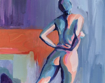 Colourful figurative painting on canvas