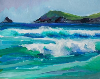 Waves, Constantine Bay, Cornwall, original seascape painting