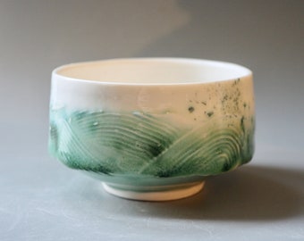 Porcelain seascape hand thrown bowl