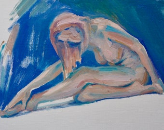 Seated nude figure, original painting