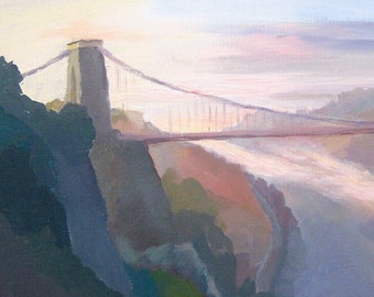 Clifton Suspension Bridge, early morning mist, giclee print