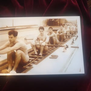 Sepia Photograph Stunning Men group rowing Most Handsome male steamy team gay int photo Hombre foto beefcake muscular man candid snapshot