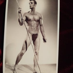 On top of the World Vintage Bodybuilder Tall hunk Muscular man beefcake Shirtless male steamy guy gay int photo candid snapshot printed 1990
