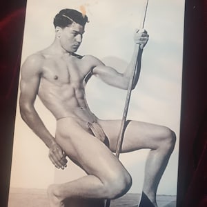Vintage Bodybuilder - Imperfect photo Tall hunk Muscular man beefcake Shirtless smooth male steamy guy gay int candid snapshot printed 1990s