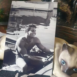 Gorgeous Smile cute Blond Strong Sailor Shirtless male Bodybuilder Marine beefcake soldier navy man hunk Candid gay int photo Snapshot foto