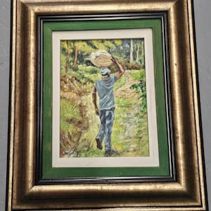 Pintura a óleo sobre tela assinada por W. Clarke vintage, arte original emoldurada dourada