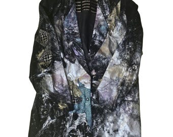 Rare Vintage Roberto Cavalli Metallic 100% Leather Specialized Patchwork Jacket
