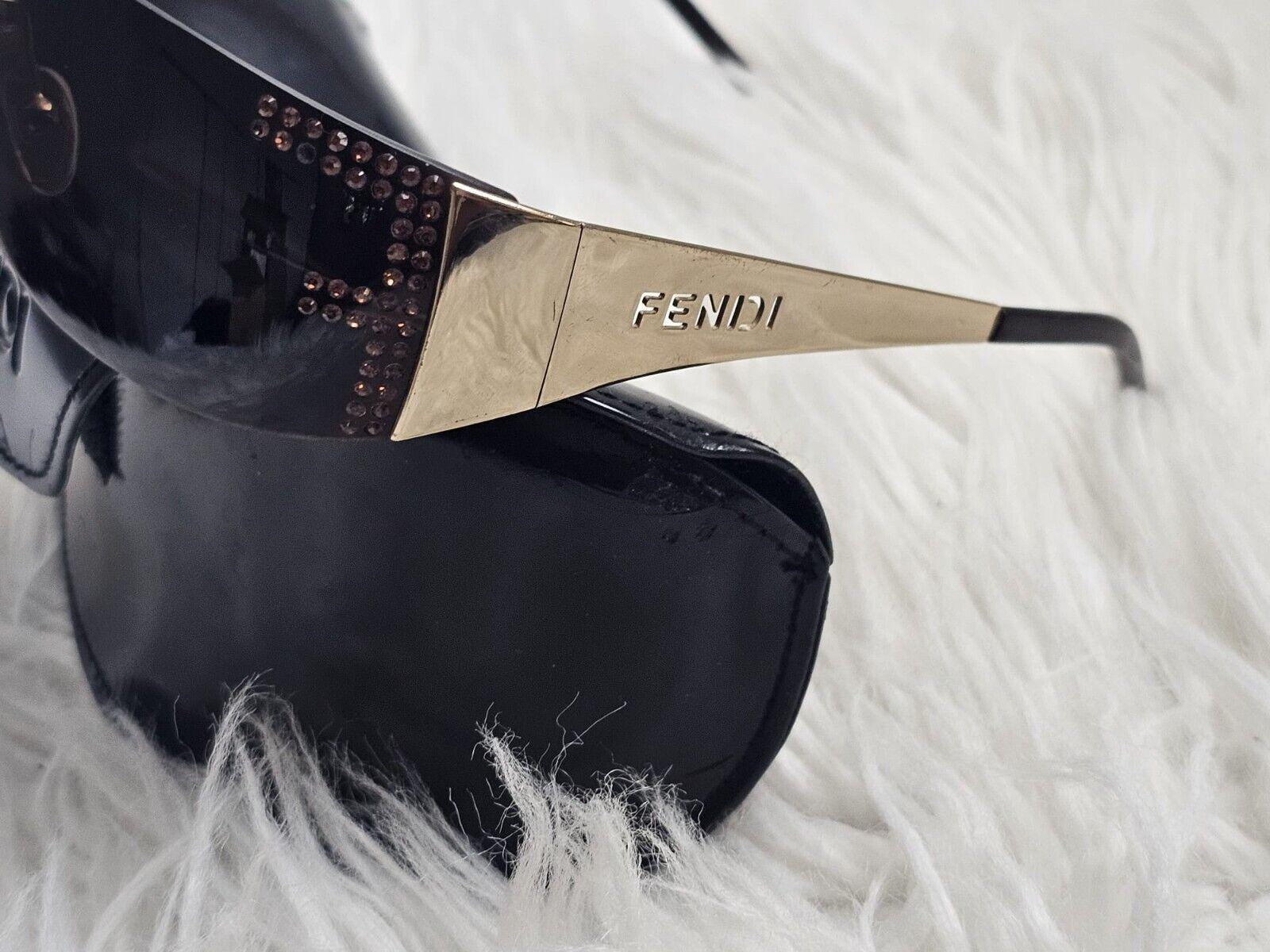Vintage Fendi Sunglasses Womens Black Rhinestone Logo Rimless Oval Square Vintage Fendi Sunglasses Womens Black Rhinestone Logo  main image 4