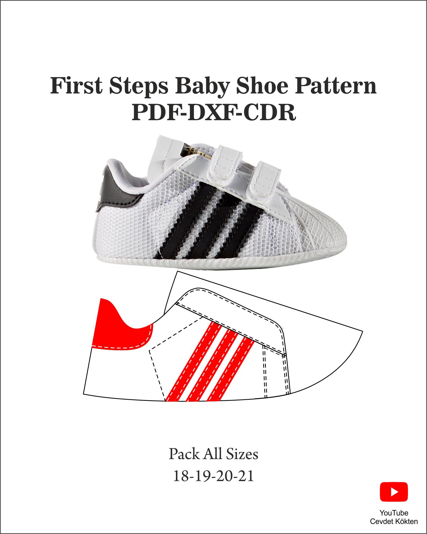 First Step Baby Shoe Pattern DXF-CDR-PDF All Sizes 18-21 - Etsy
