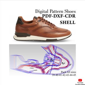 Digital Shoe pattern sneakers lace-up shoes DXF-CDR-PDF-Shell all sizes 39-45