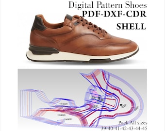 Digital Shoe pattern sneakers lace-up shoes DXF-CDR-PDF-Shell all sizes 39-45