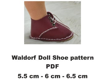 Waldorf Doll Shoe Pattern PDF 5.5 cm - 6 cm - 6.5 cm