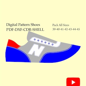 Digital Shoe pattern sneakers lace-up shoes DXF-CDR-PDF-She all sizes 39-45