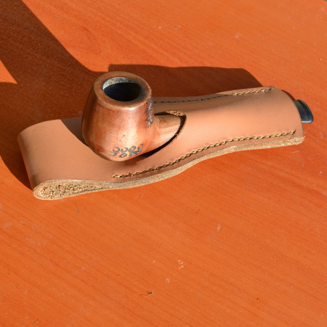 Leather Pipe Holster, Handmade Leather Pipe Holder, Anniversary Gift