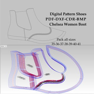 Digital Pattern shoes PDF-DXF-CDR-she-bmp  Chelsea Women Boot