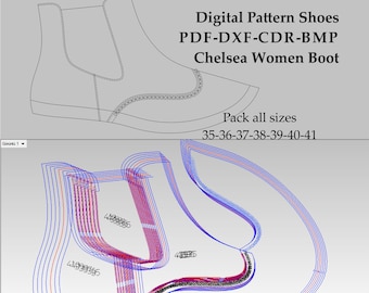 Digital Pattern shoes PDF-DXF-CDR-she-bmp  Chelsea Women Boot
