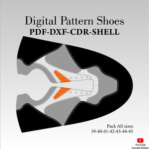 Digital Shoe pattern sneakers lace-up shoes DXF-CDR-PDF-Shell all sizes 39-45